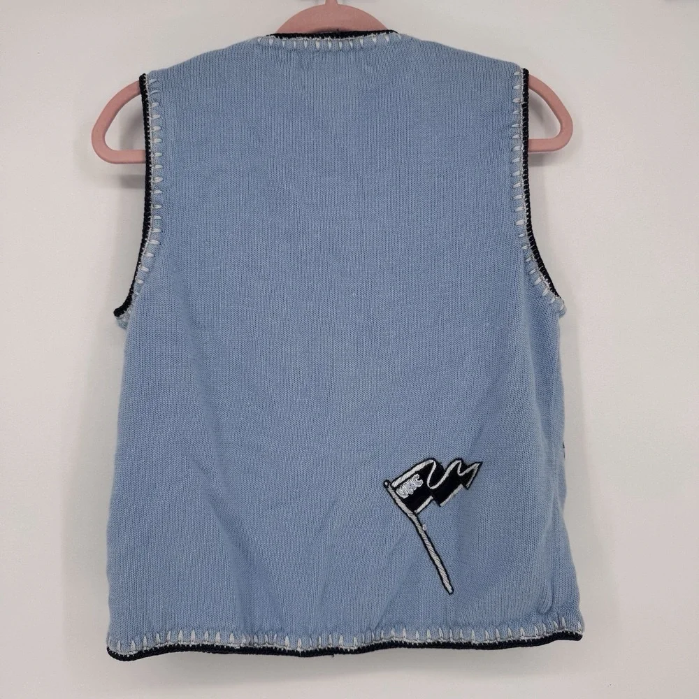Castles Sport UNC Tar Heels Vintage Sweater Vest Small Blue Embroidered Gameday